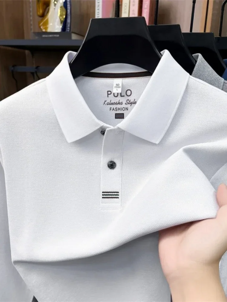 2026 neues 100% reines Baumwoll-Poloshirt für Herren, hochwertige Marke, langärmelig, Herbstmode, luxuriöse Stickerei, Golf-Oberteil, Business-T-Shirt – Detail 10