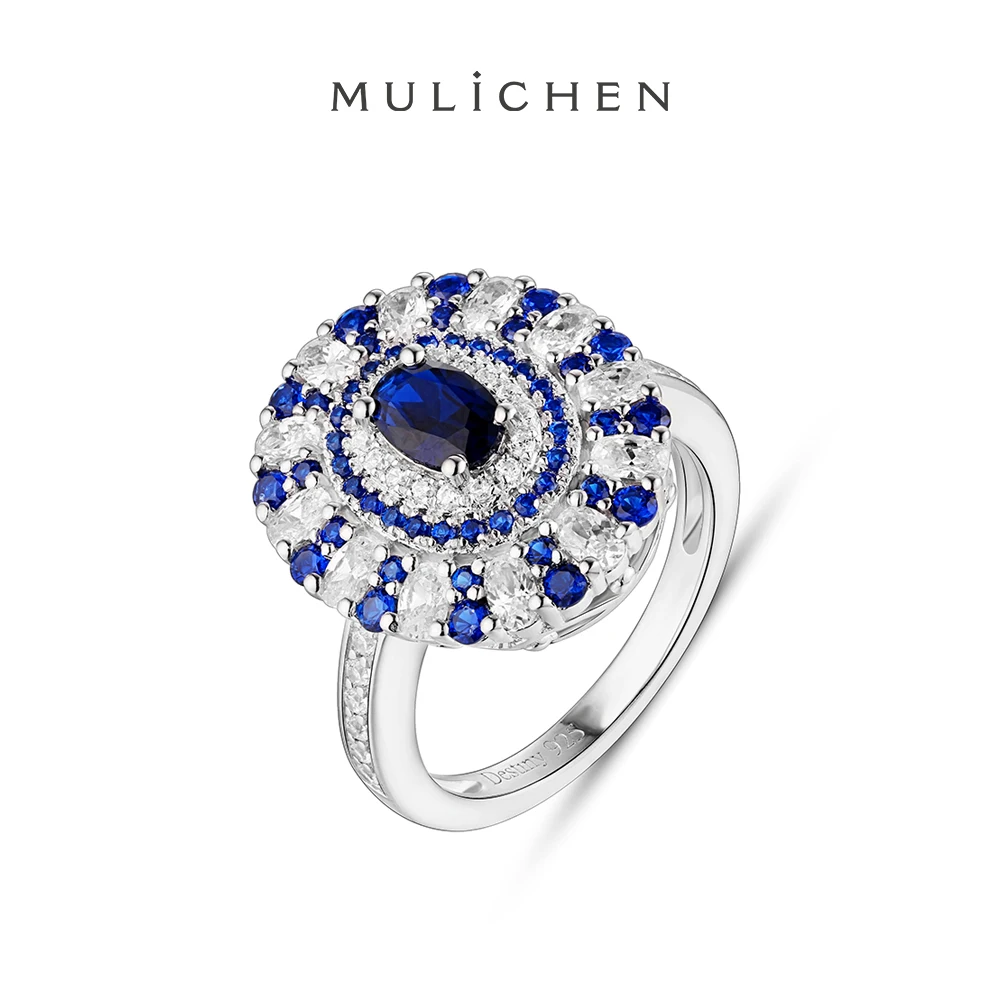 

【New Arrival】925 Silver Oval Sapphire Ring with Design - Best choice for jewelry lovers