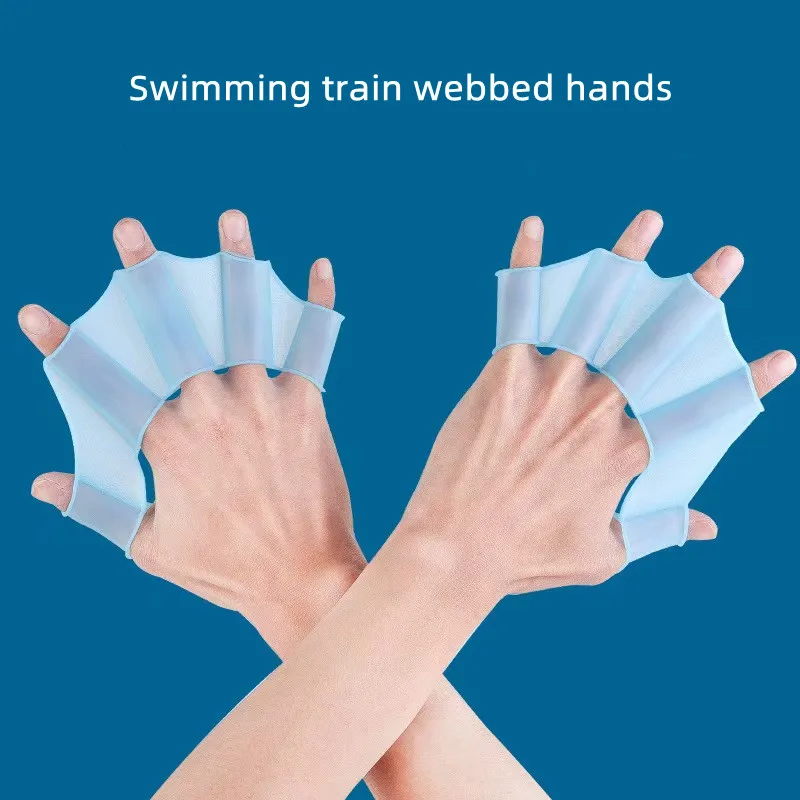 Equipo de natación de silicona para adolescentes, aletas de snorkel, media palma elástica para adultos, tren de buceo, guantes de manos palmeados