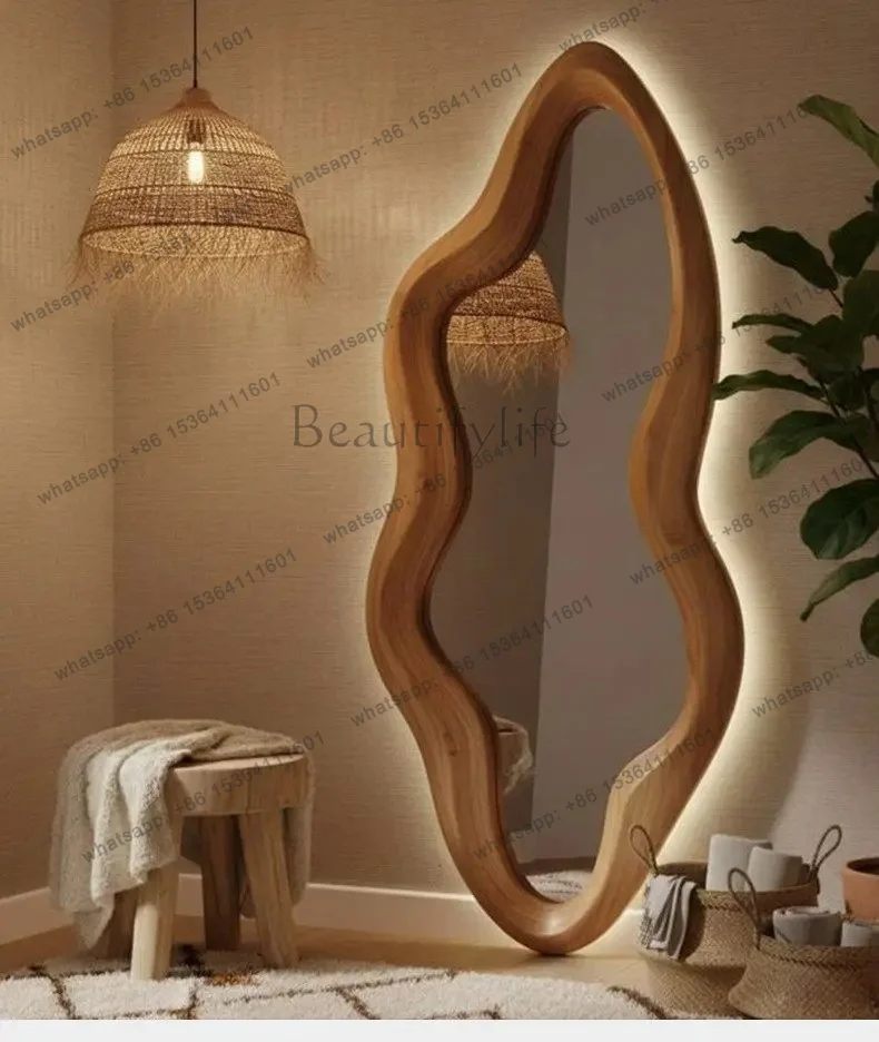 YJ French medieval fitting mirror wall hanging art special-shaped floor mirror irregular creative designer