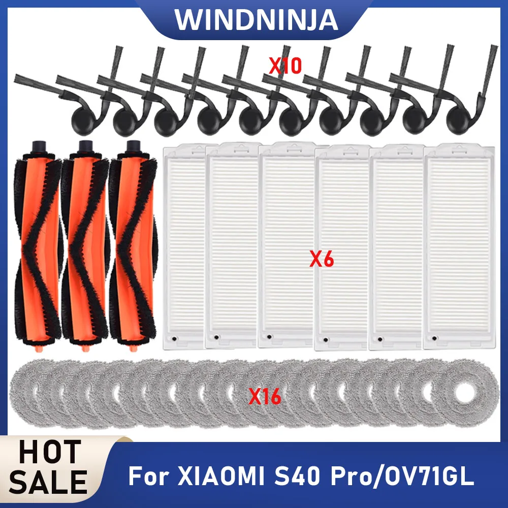 

Совместимые запчасти для робота-пылесоса Xiaomi S40 PRO (Xiaomi OV71GL): основная щетка, боковая щетка, насадки для влажной уборки, HEPA-фильтр