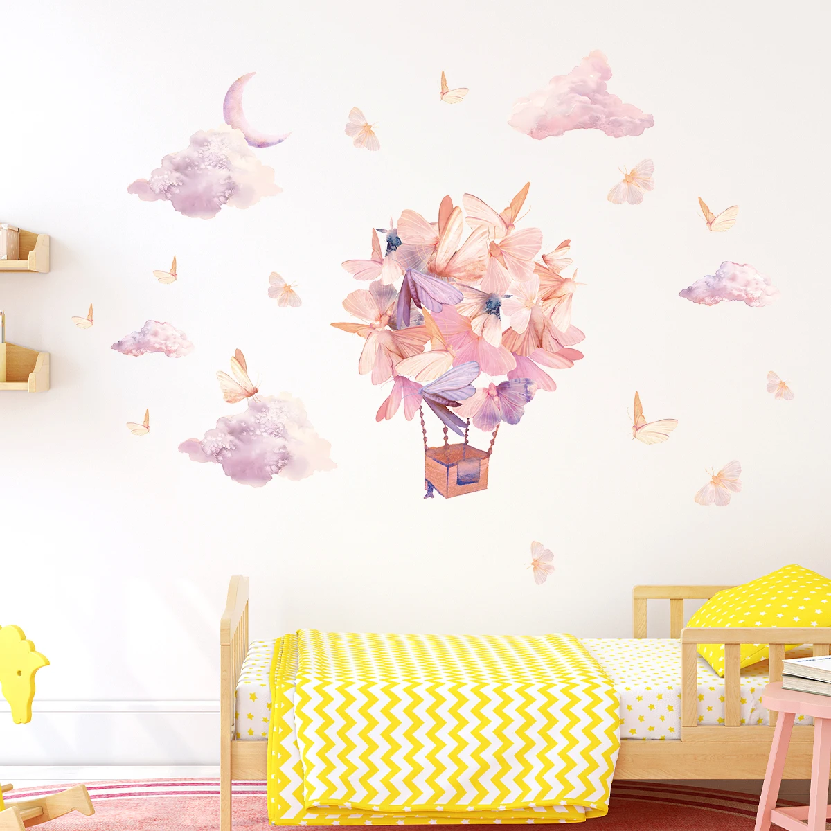 1Pc Aquarell Ballon Schmetterlinge Wand Aufkleber Mädchen Zimmer Kinderzimmer Wand Dekoration Schlafzimmer Dekor Für Haus Wohnzimmer
