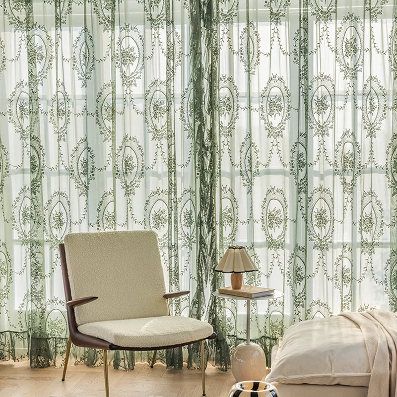 

Французские ретро-шторы из кружевного жаккарда, трикотажные, полупрозрачные, для гостиной и спальни, тюль