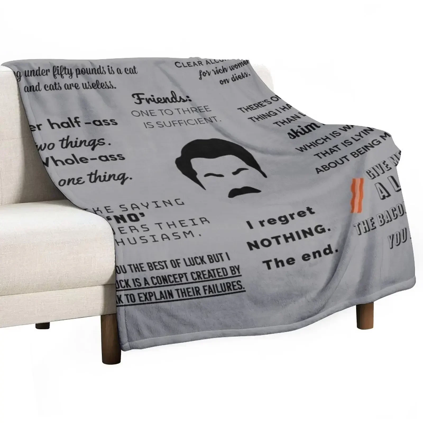 Ron Swanson - Quotes Throw Blanket Vintage Moving Blankets