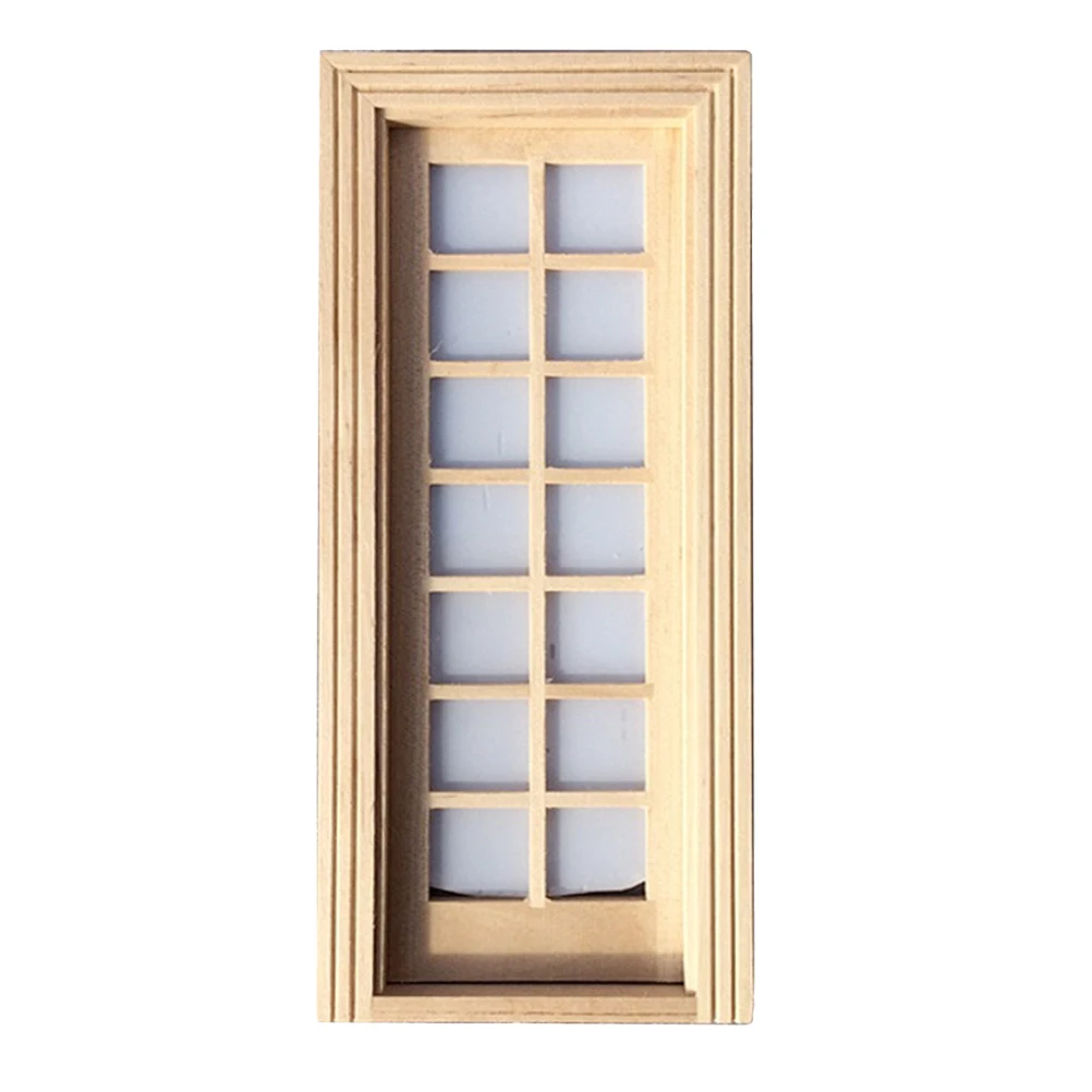 

1pc Mini Lattice Wood Door Decor for Dollhouse Natural Wooden Mini House Doors Small Exquisite Ornament DIY Model Kits