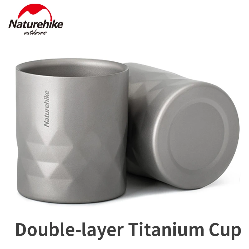 

Naturehike Titanium Cup Camping Double Layer Water Mug Tableware 78g Ultralight 280ml Outdoor Picnic Portable Drinking Tea Cup