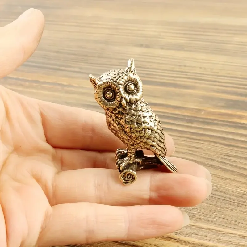 Copper Craft Brass Solid Owl Statue, Creative Animal Desk Ornaments, Desktop  Home Decoration, Collectible, Cute Statue Ornament