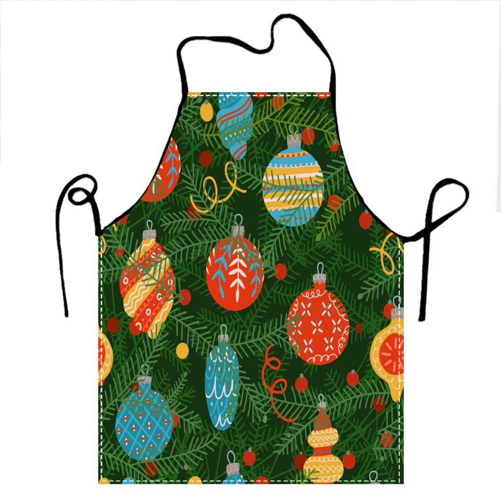 Retro Style Apron Christmas Ornaments Pattern Kitchen Aprons Cooking Baking Adjustable Bibs view 6