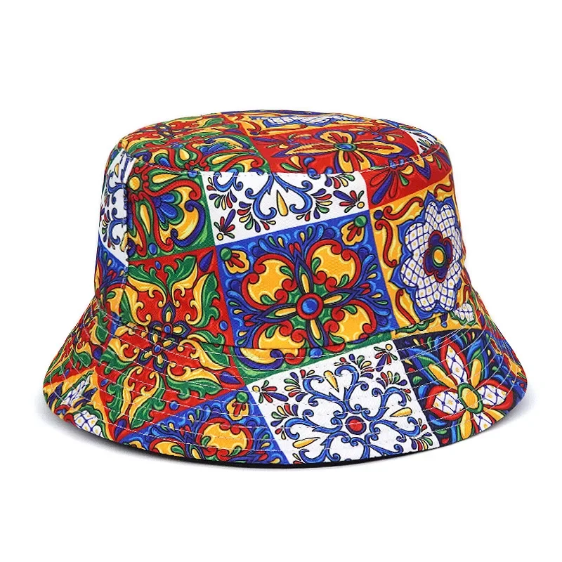 Two Sided Fashion Print Bucket Hats Women Men Summer Outdoor Sunshade Panama Female Hip Hop Fisherman Caps Lady Beach Sun Hat