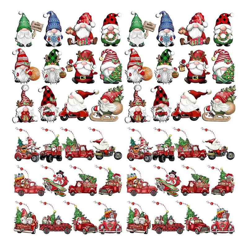 Christmas Gnome Ornaments Dwarf Truck Hangings Crafts Christmas Wooden Pendant Dwarf Hangings Signs Ornaments Christmas Tree