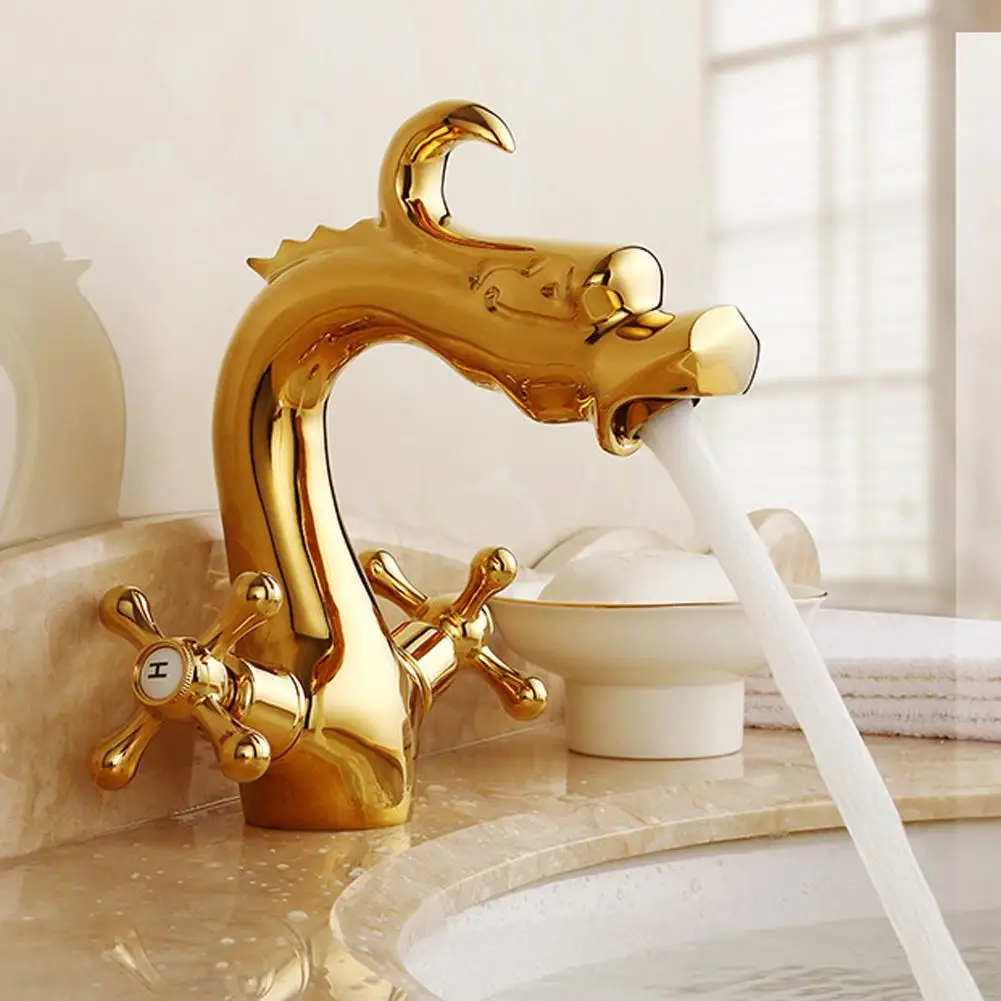 

Черное золото, античный дракон, смеситель для раковины в ванной комнате, латунная установка, холодная ванная комната, горячий роскошный смеситель для воды с управлением, простой U2U7