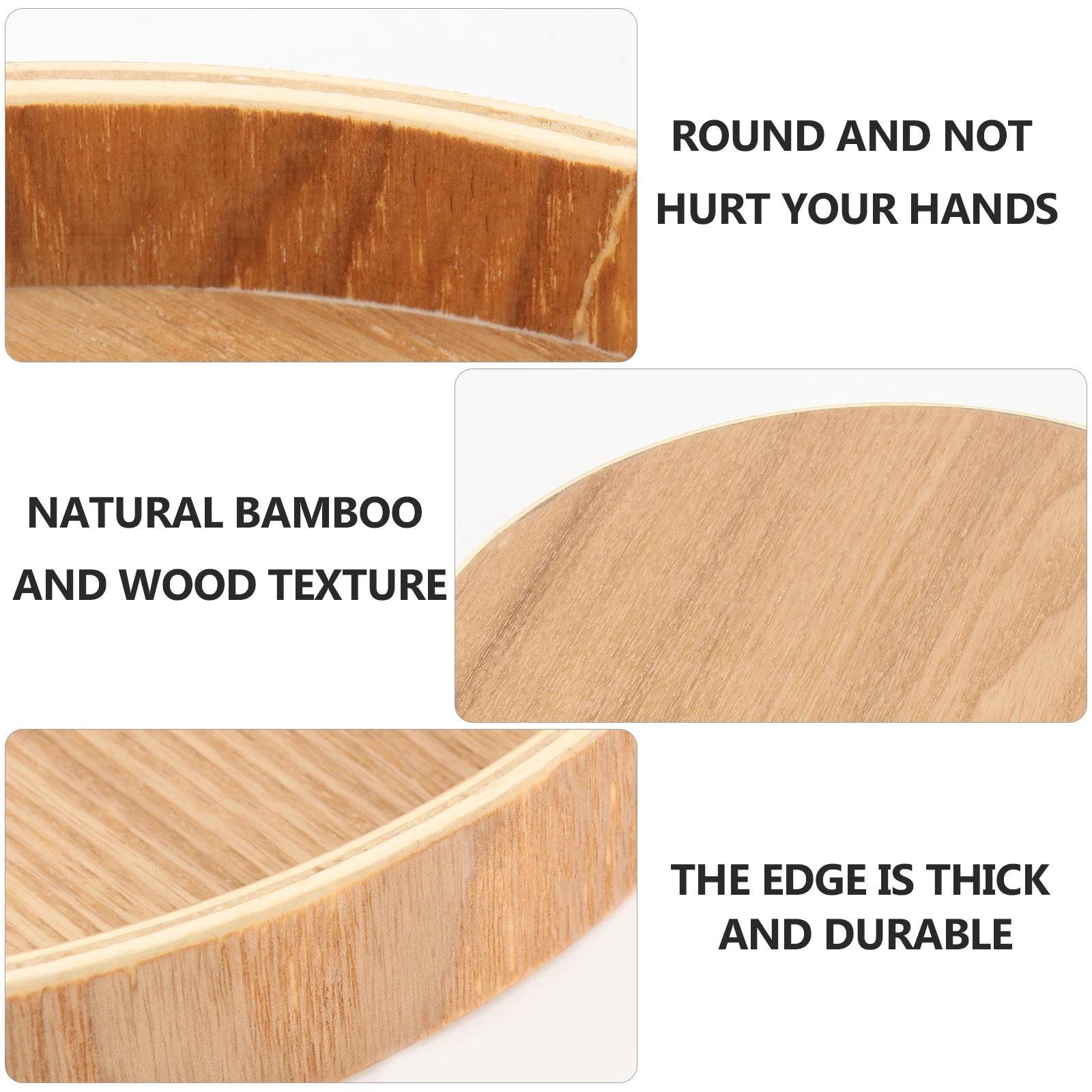 

1Pcs Wood Tea Tray Round Solid Wood Fruit Tray Log Color for Sushi Serving Snack Decorative Dinner Plate Kitchen Supply