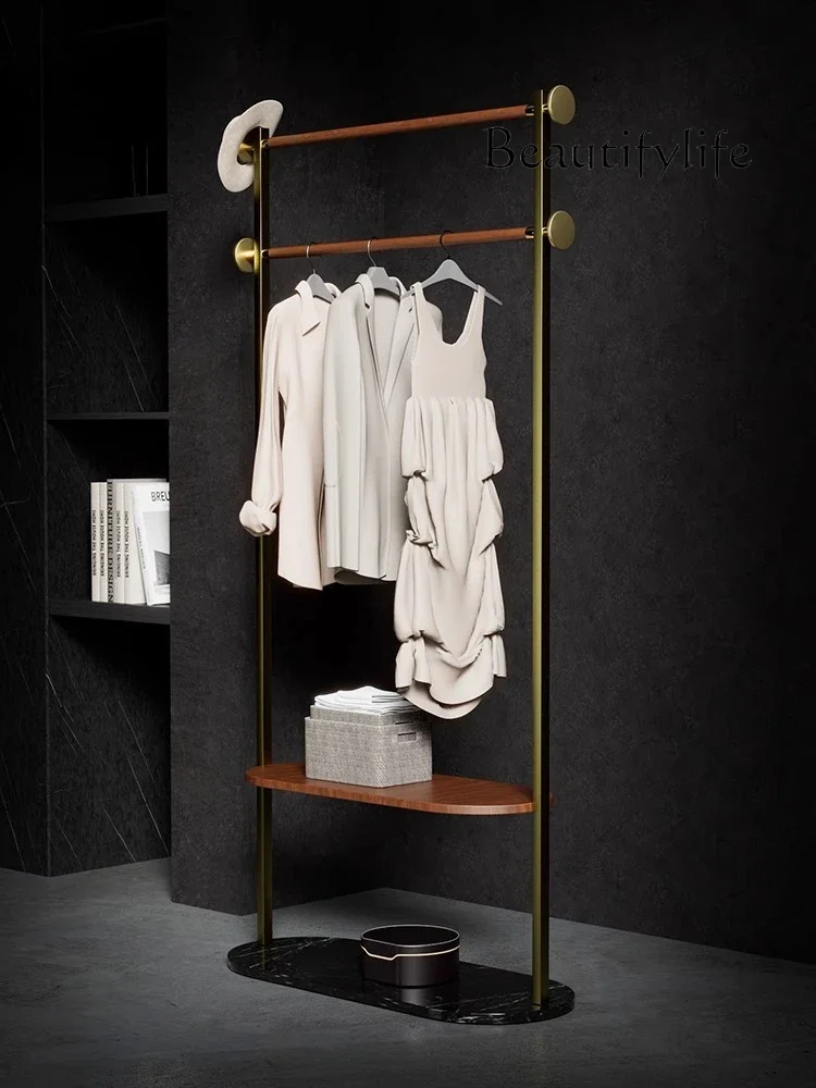Italian light luxury coat rack floor-to-ceiling high-end bedroom hanging clothes rack storage multi-function
