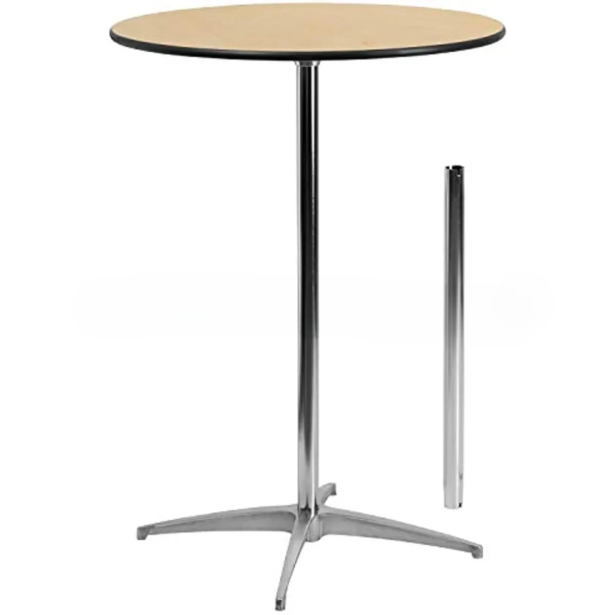 Furniture 30'' Round Wood Cocktail Table with 30'' and 42'' Columns, Beige