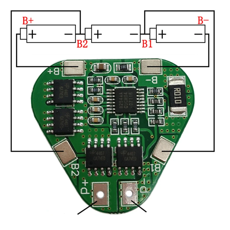 A57G-3S 12 V 18650 Lithium-Batterie-Schutzplatine, 11,1 V, 12,6 V, Überladung, Überentladung, Schutz, 8 A, 3-Zellen-Pack, Li-Ion, BMS