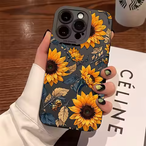 Sunflower Pattern Phone Case For Samsung Galaxy S25 S24 S23 S22 Ultra Plus 5G S21 FE A56 A15 A35 A55 A54 A53 Soft Silicone Cover