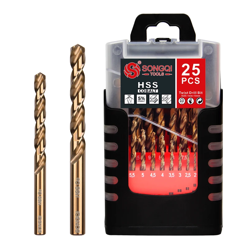 

Jobber Drill Bit Set 25pcs HSS M35 DIN338 5% High Percent Cobalt Twist Drill Bit