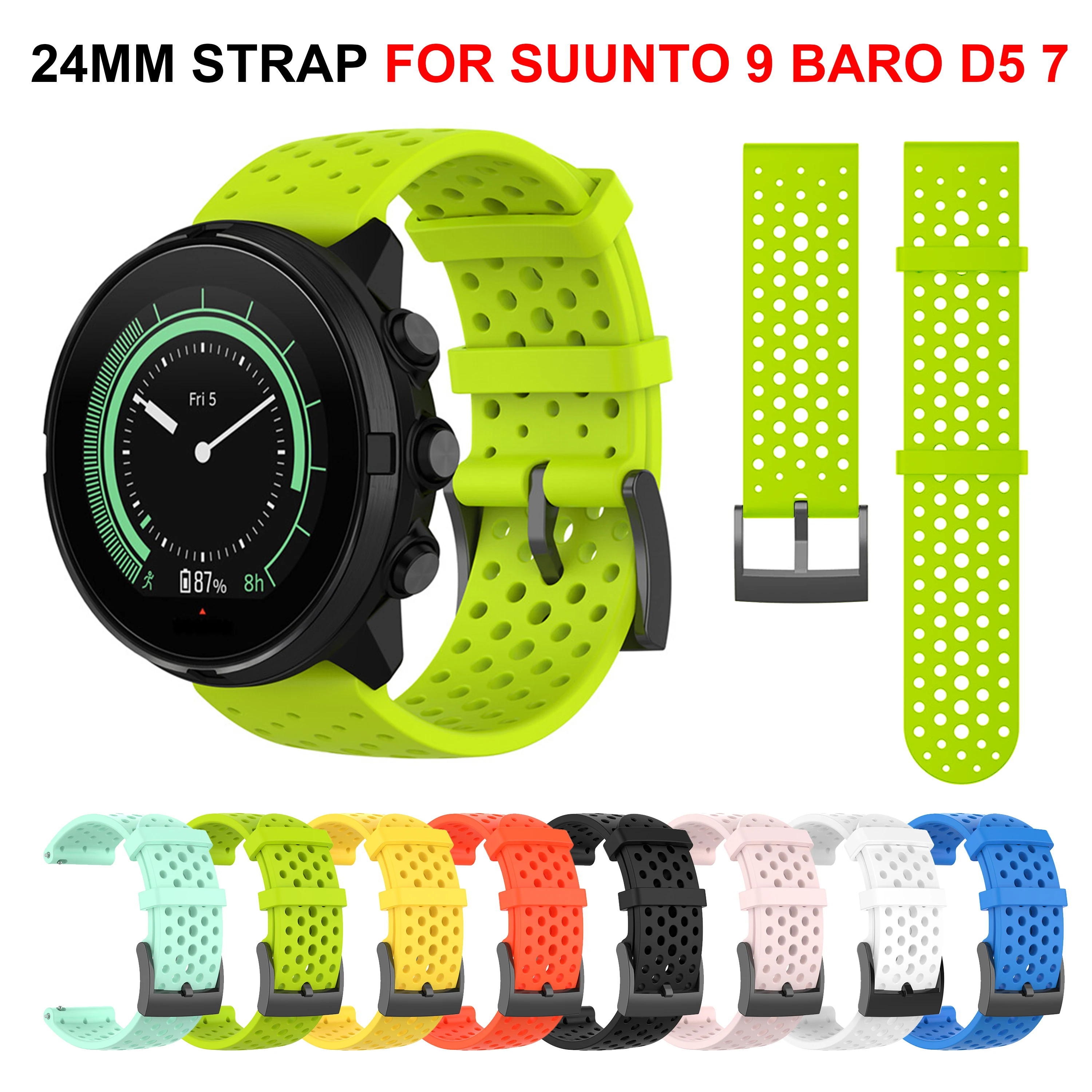 24mm Silicone Watch Strap for SUUNTO 9 Baro 7 D5 COPPER Band Sport Watchband SUUNTO SPARTAN SPORT WRIST HR BARO Smartwatch Band