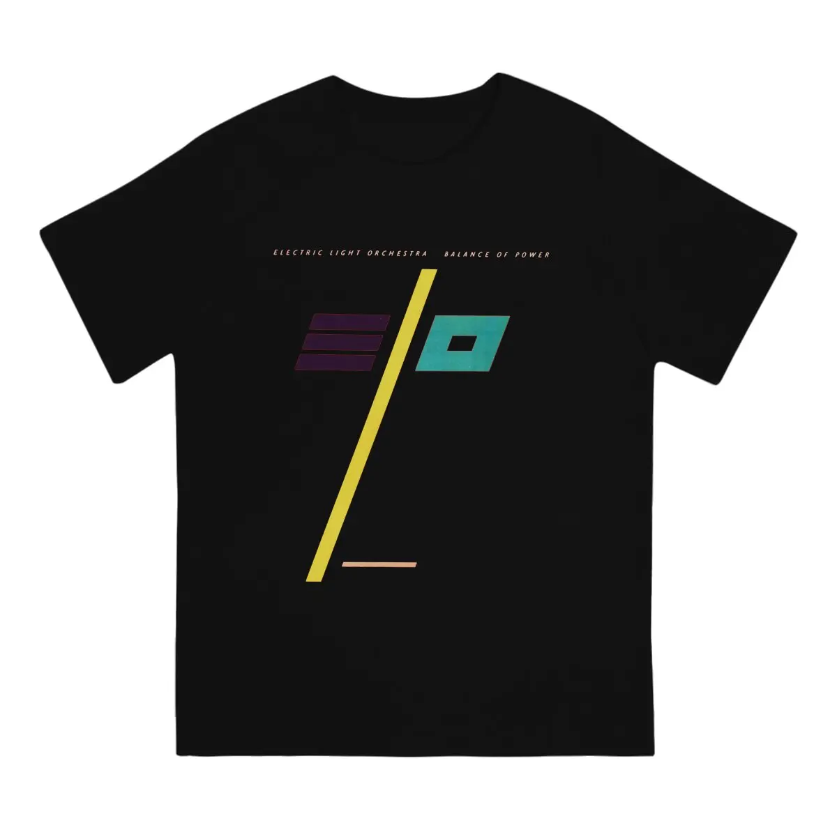 Balance Of Power Music T Shirts for Men Pure Cotton Vintage T-Shirt O Neck E-Electric Light Orchestra Band Tees Short Sleeve