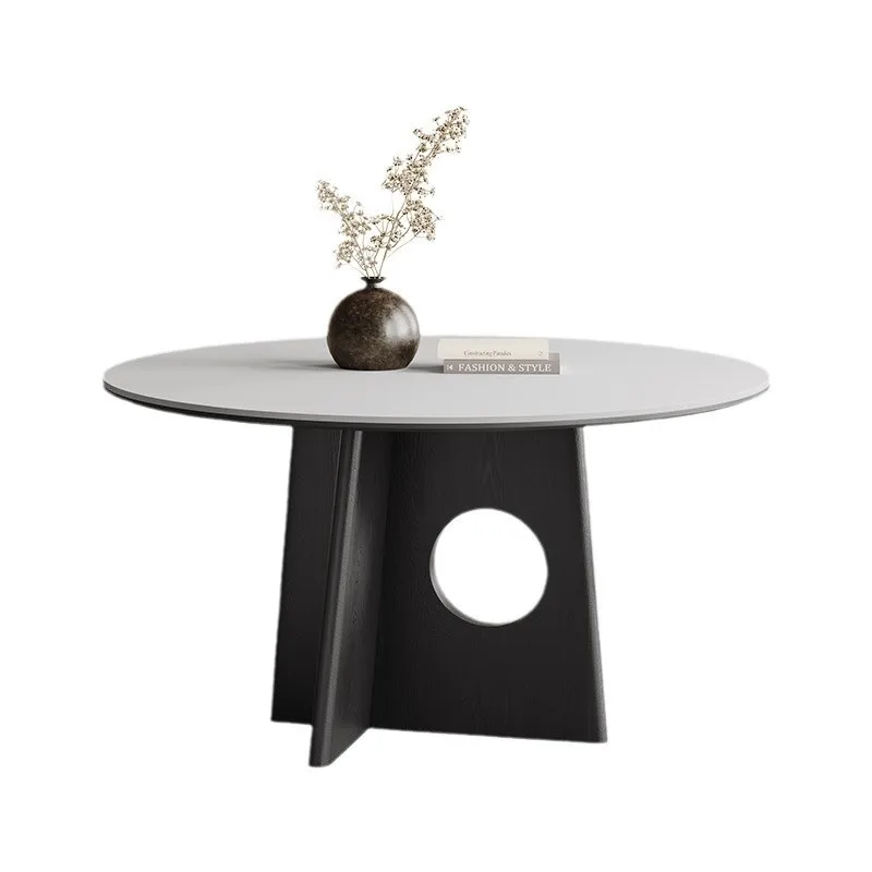 

White, slate, French, retro style, home, black, ash wood, light luxury, solid wood dining table