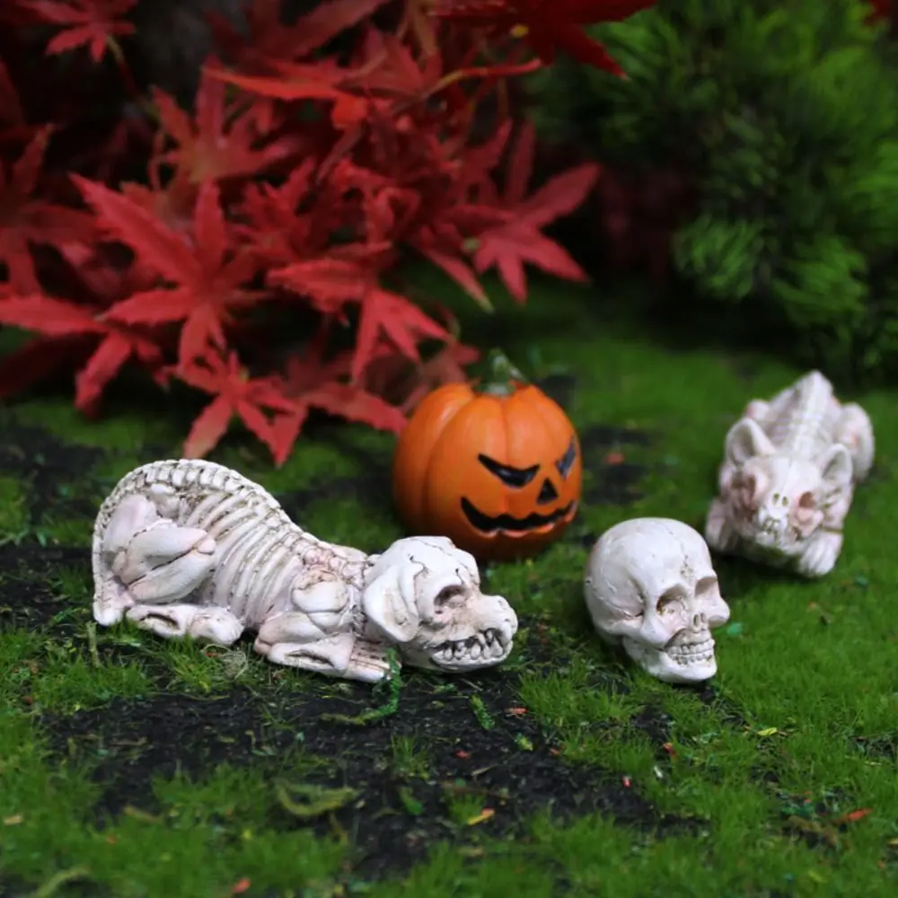 

Resin Craft Halloween Skeleton Figurine Skeleton Dog Skull Realistic Pumpkin Skeleton Skull Ornament Pumpkin Skeleton Cat Funny