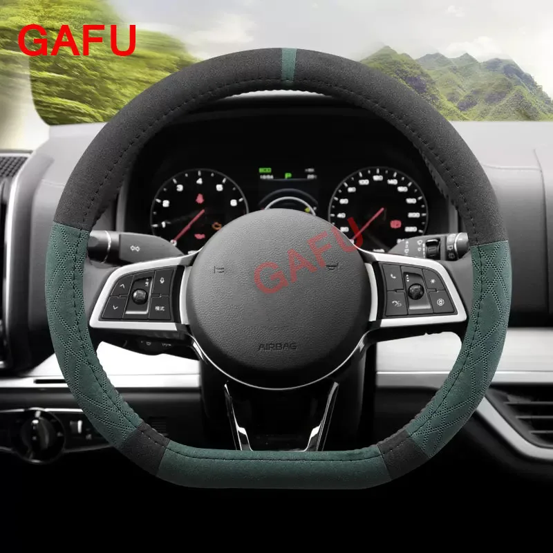 

For BYD HAN QIN TANG DMI EV Car Steering Wheel Cover Hand Sewing Wear-resistant Interior Protective Leather Accessories