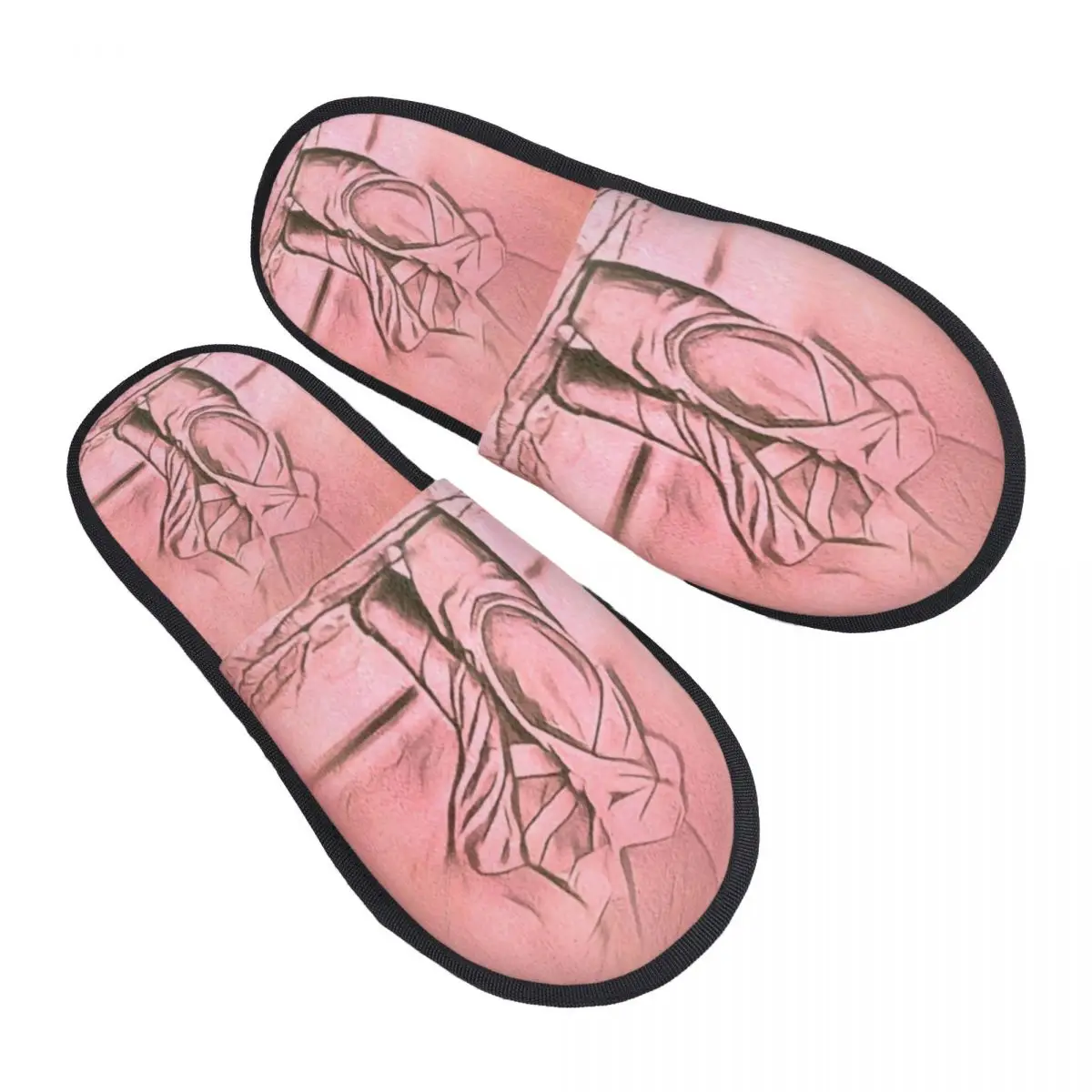 

Custom Print Women Ballet Shoes Pink House Slippers Soft Warm Ballerina Dancer Memory Foam Fluffy Slipper Indoor Outdoor Shoes