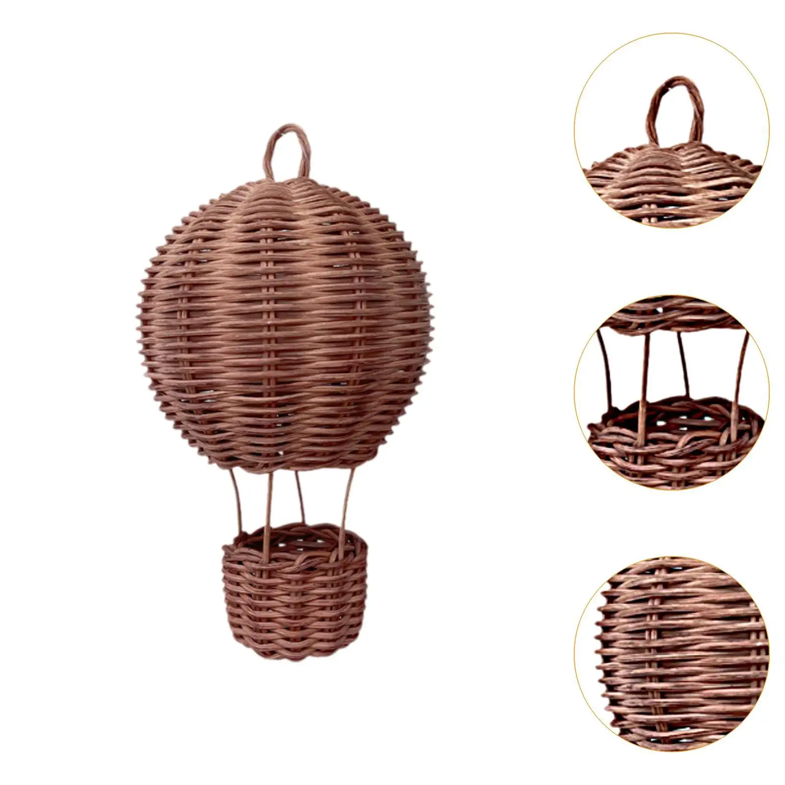 Handcrafted Rattan Hot Air Balloon Decor Woven Wall Hanging Ornament Craft for Wedding Party Photography Props