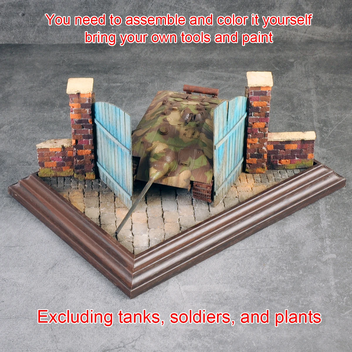 Architekturmodell-Bausatz Holztüren Diorama Maßstabsmodell-Kit Panzer Holz-Displaybasis Auto-Ausstellungsständer 1/35 – Detail 3