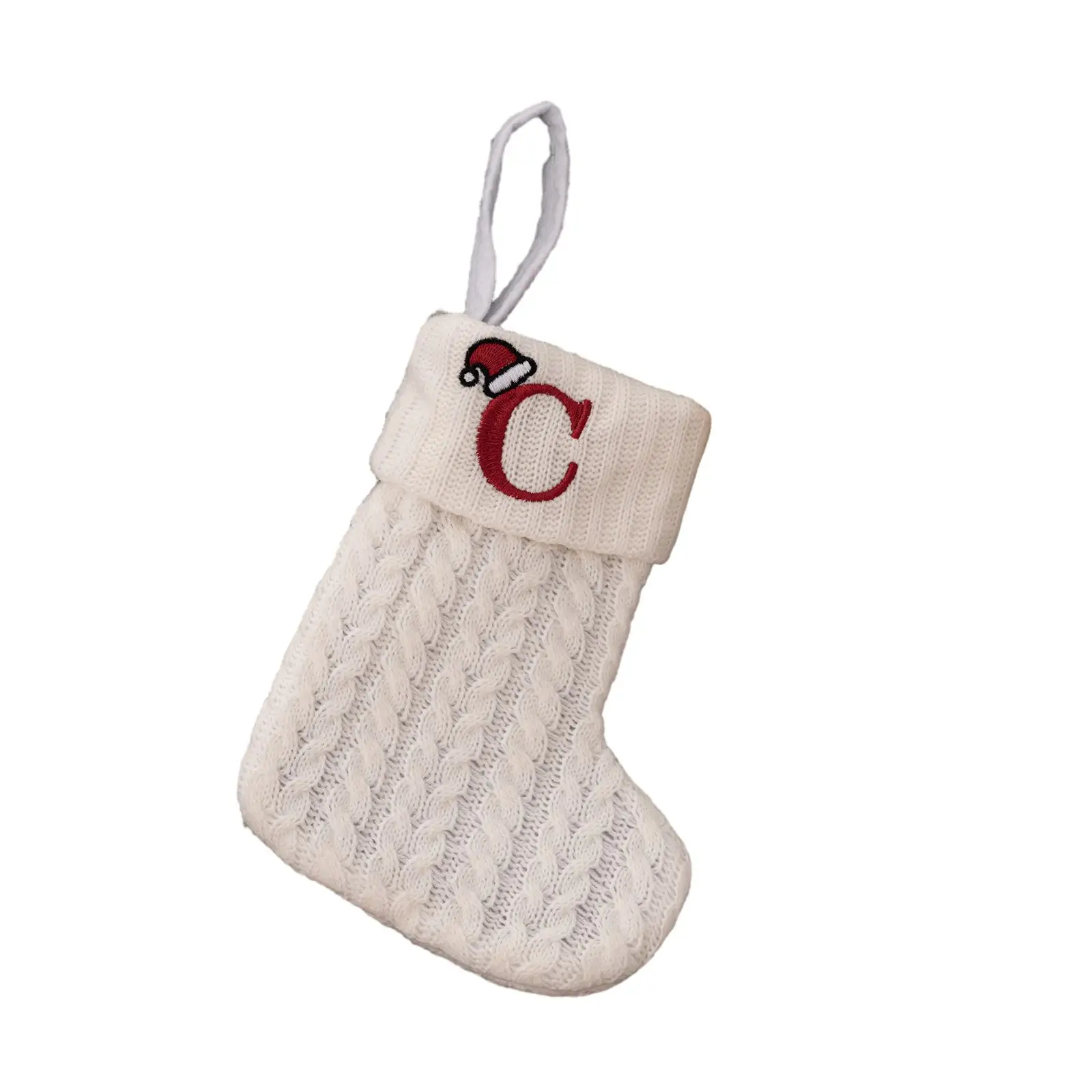 1 قطعة تخزين عيد الميلاد الأطفال كيس الحلوى 20*10 سنتيمتر الأبجدية جميلة محبوك الأبيض ندفة الثلج إكليل عيد الميلاد