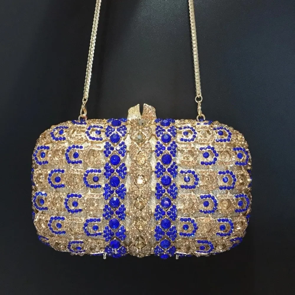 

White Rhinestone Wedding Clutch Purse Fashion Gold Metal Crystal Clutches Luxury Ladies Diamond Prom Dinner Handbags Female Bag