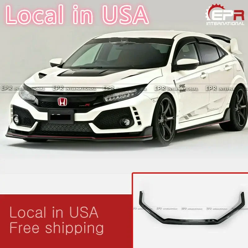 For Honda Civic Typ-R FK8 2017+ VAR Style Carbon Fiber Front Bumper Lip Spoiler Wings Diffuser Bodykits Trim Parts Addon Bar