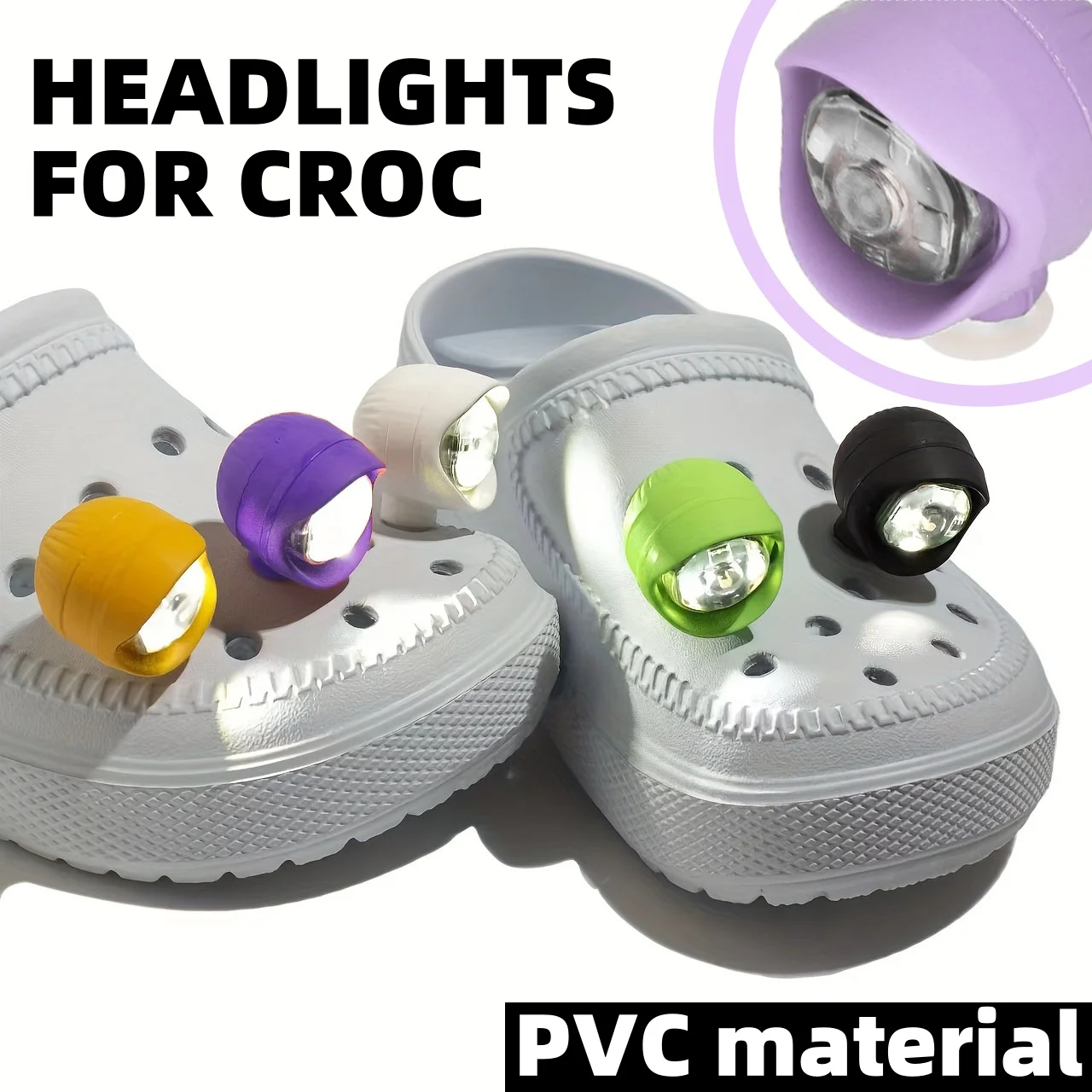 2pcs Shoe Lights Charms Brighten Up Your Outdoor Activities With The LED Headlight Shoe Light, Footwear Accessories