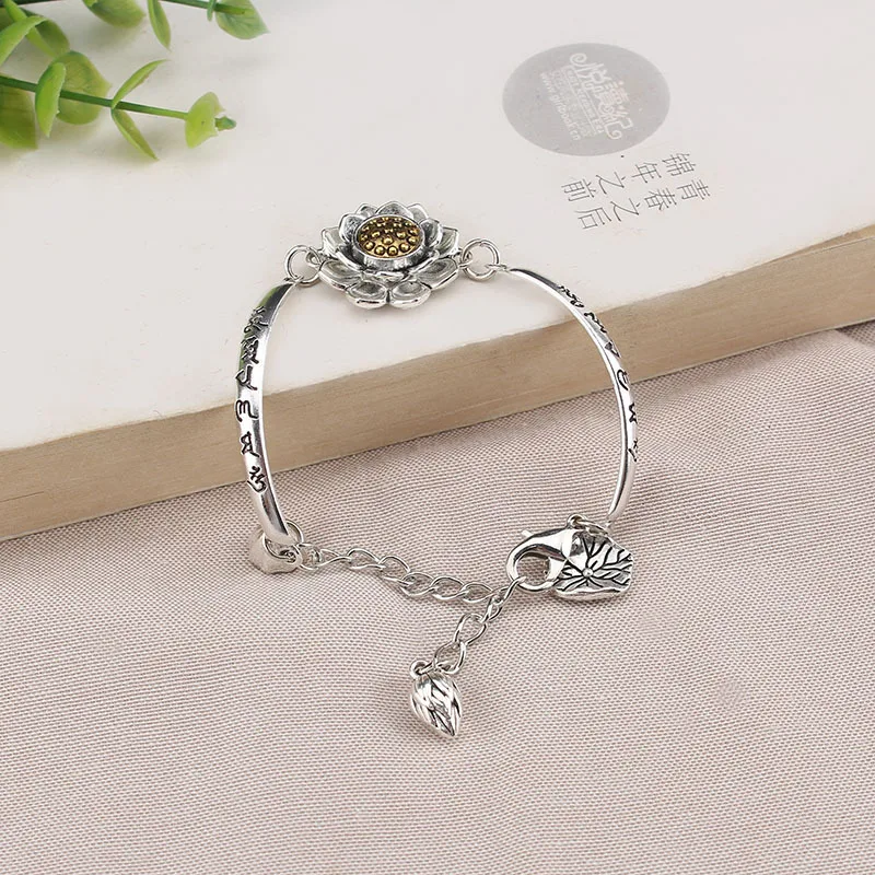 

DIY accessories Live broadcast explosion rotatable lotus six-character mantra bracelet women's simple retro ethnic style hand je