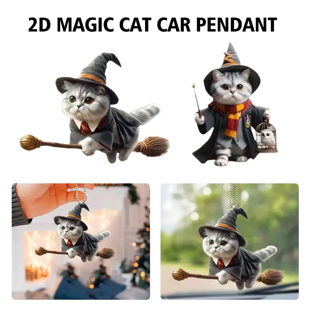 2D Magische Katze Auto Rückspiegel Hängende Dekoration Auto Innen Dekoration Accesorios Para Auto Geschenke Für Freunde Und Familie