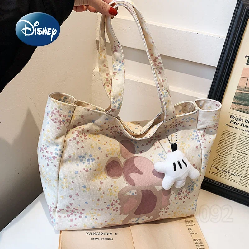 

Disney Mickey New Women's Handbag Fashion Trend Canvas Women's Shoulder Bag Cartoon Cute Women's Bag Large Capacity High Quality