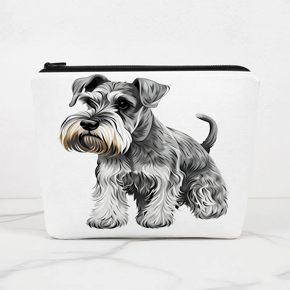 Schnauzer Dog Art Print Design Makeup Bags for Girls Cosmetic Pouch Toiletry Bag Pencil Case Travel Storage