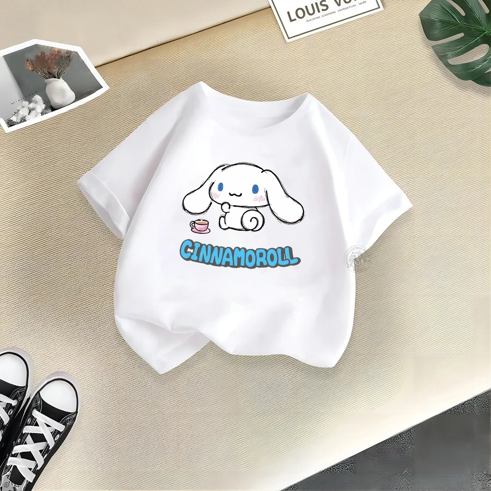 Sanrio Summer cotton playful girl T-shirt Big ear dog Creative printed street Y2K casual cotton top Outdoor sports breathable to