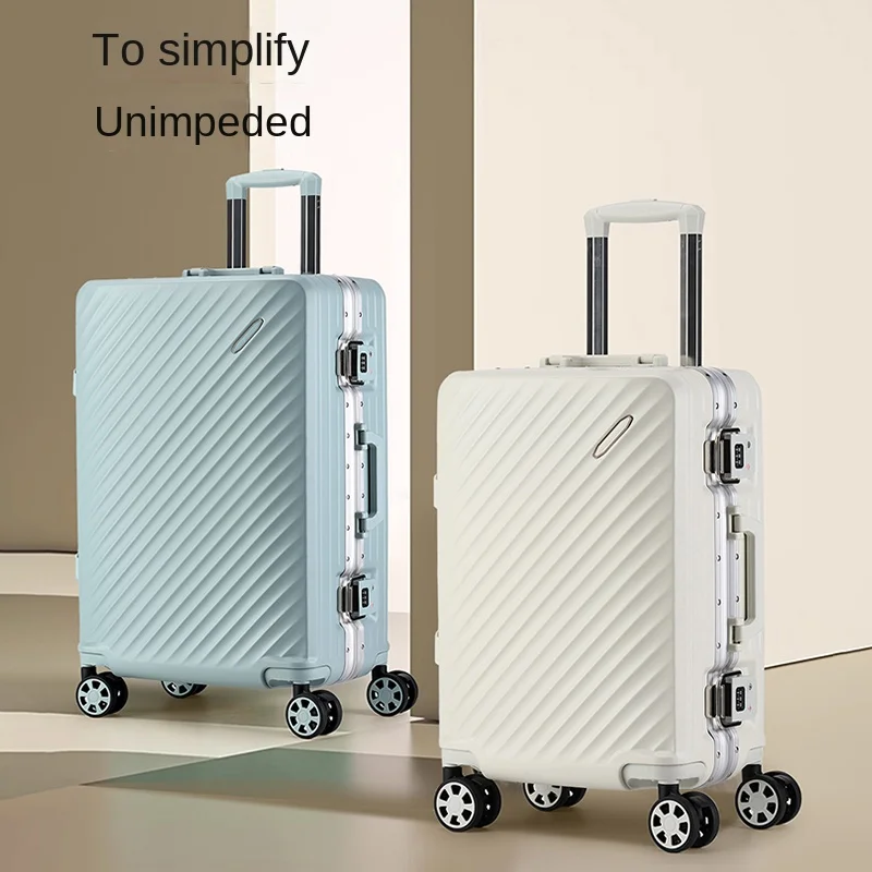 

Suitcase 20-26-inch Aluminum Frame Alloy Lock Travel Suitcase Male Female Trolley Luggage with Braking Wheels Carry-On Luggage