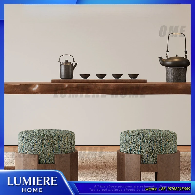 

Круглый пуф в стиле середины века, деревянный, низкий, для прихожей, гостиной, декоративный, роскошный, винтажный