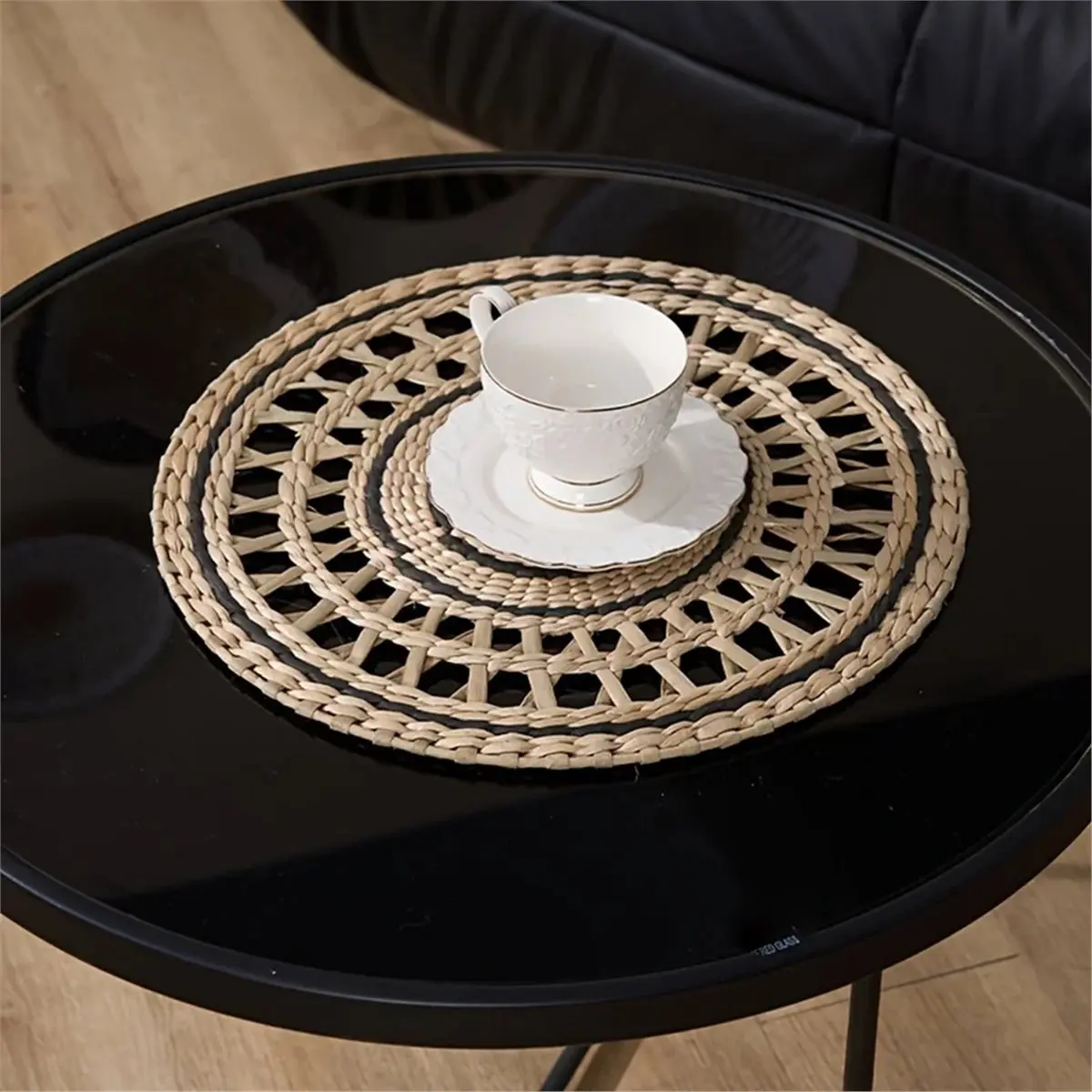 ABZT Woven Hanging Plate Wall Decorative Round Handcrafted Rattan Wicker Wall Decorative Basket Home Decoration