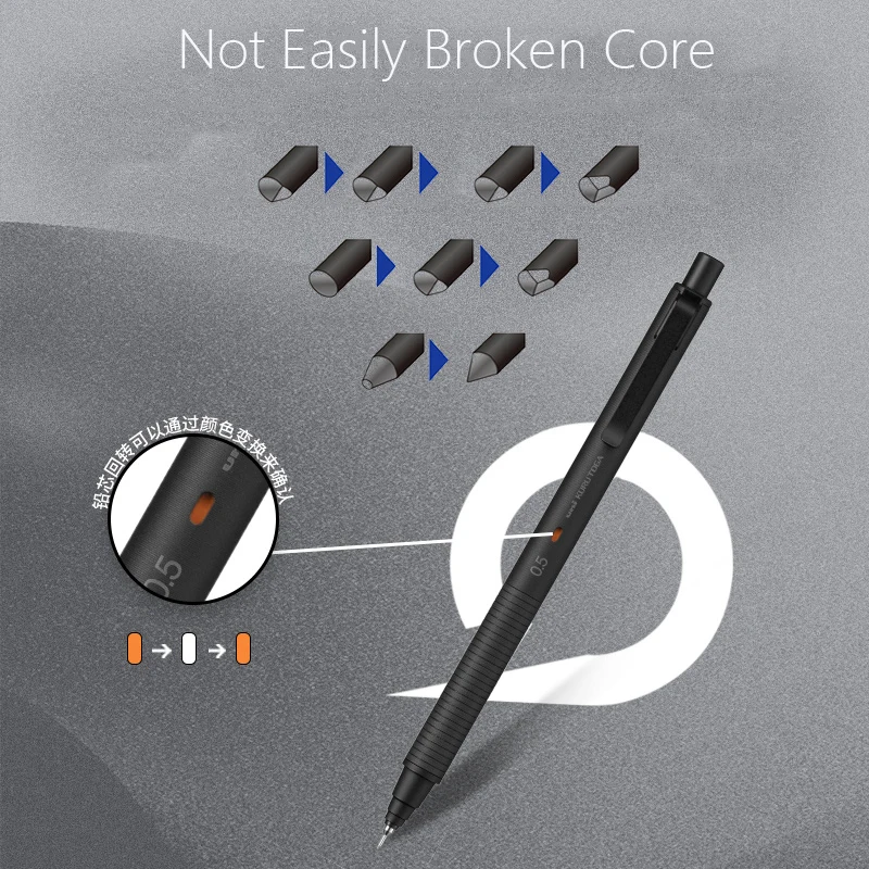 Imagem -03 - Uni Kurutoga Lápis Mecânico Metálico M5-kh Rotação Automática 0.5 mm Lapices Não Facilmente Quebrar Núcleo Escritório Escola Material de Arte