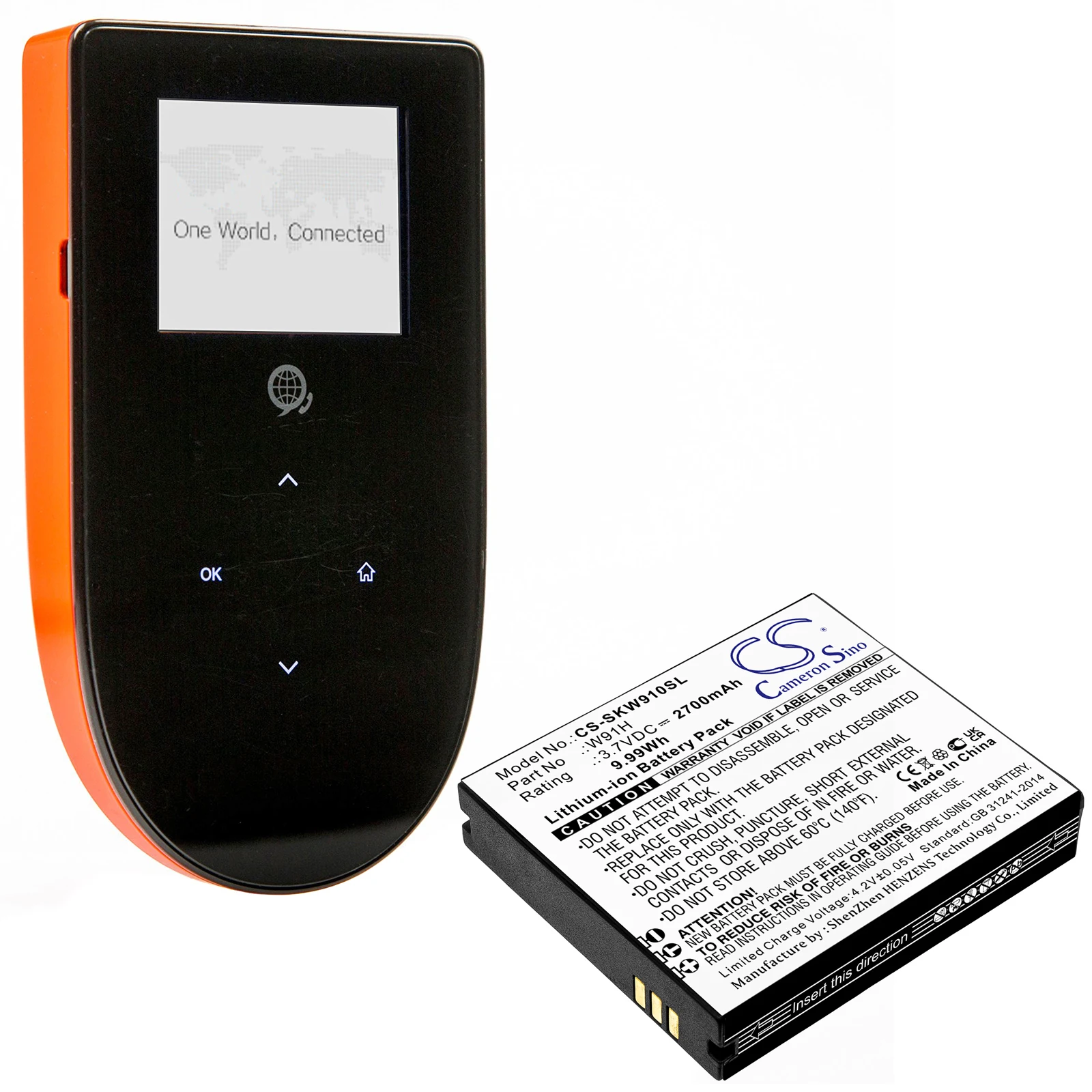 Li-ion Hotspot Battery for Skyroam,3.7v,2700mAh,W19 W19H W20,W91H