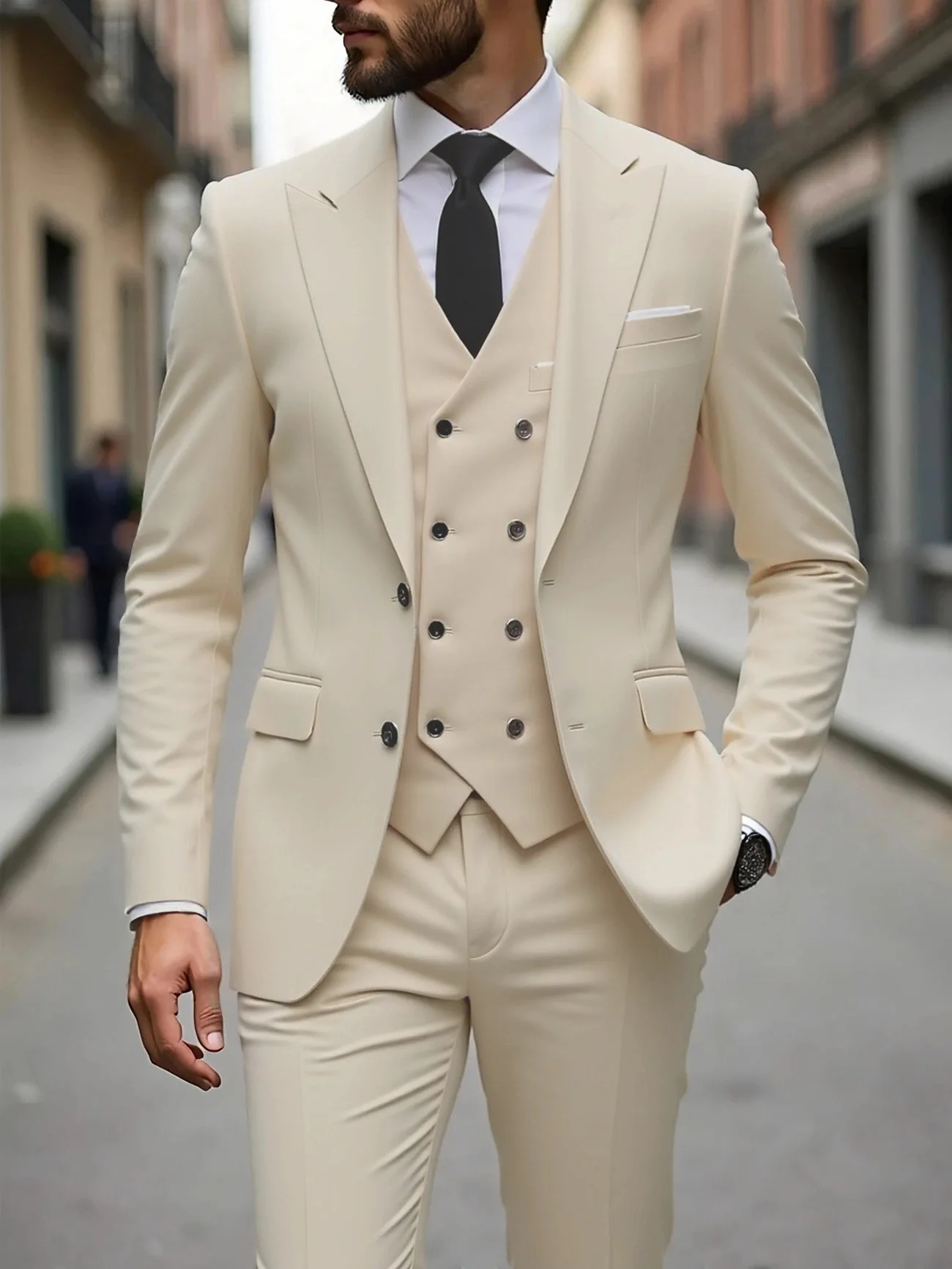 Tuxedos de mariage classique coupe ajustée marié pour hommes 3 pièces costume de garçons d'honneur h