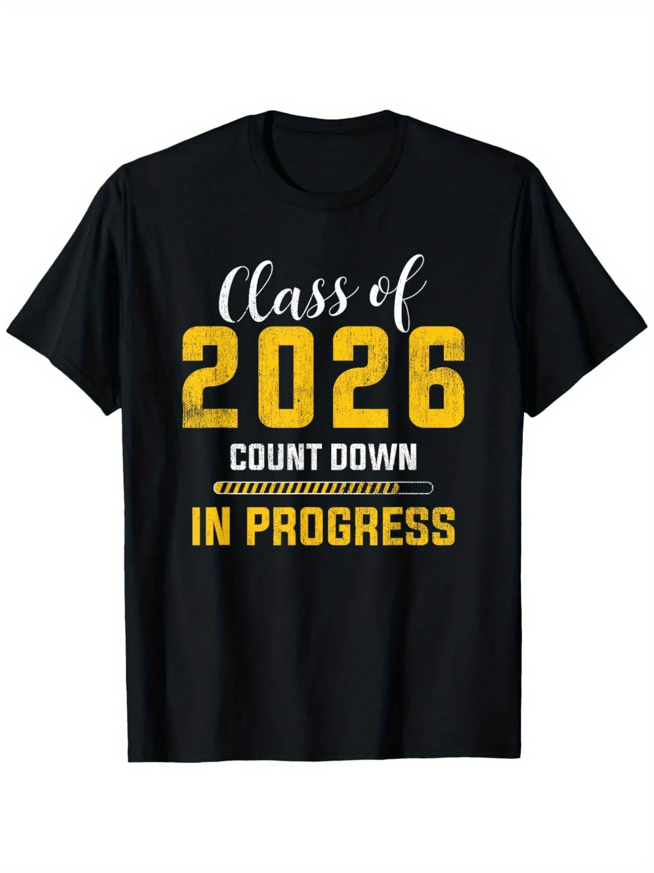 

Men'S Vintage Graduation T-Shirt Class of 2026 Countdown Bold Yellow Black Graphic Tee Cotton Shirt Regular Fit