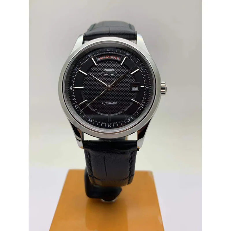 Reloj Mecánico clásico de acero inoxidable para mujer, cronógrafo con esfera de uñas de París, doble Calendario, resistente al agua, cristal de zafiro, 41,5mm