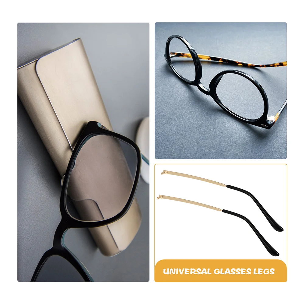 

2 Pairs Eyeglasses Arm Replacement Parts Glasses Repair Accessories Metal Temples Universal Design Comfortable Fit Sunglasses