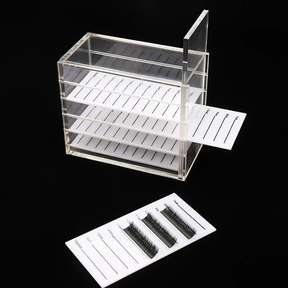 5 Capas Caja de Almacenamiento para Extensiones de Pestañas Acrílica Paleta Organizador de Pestañas de Visón Soporte Exhibidor Herramientas de Maquillaje 5