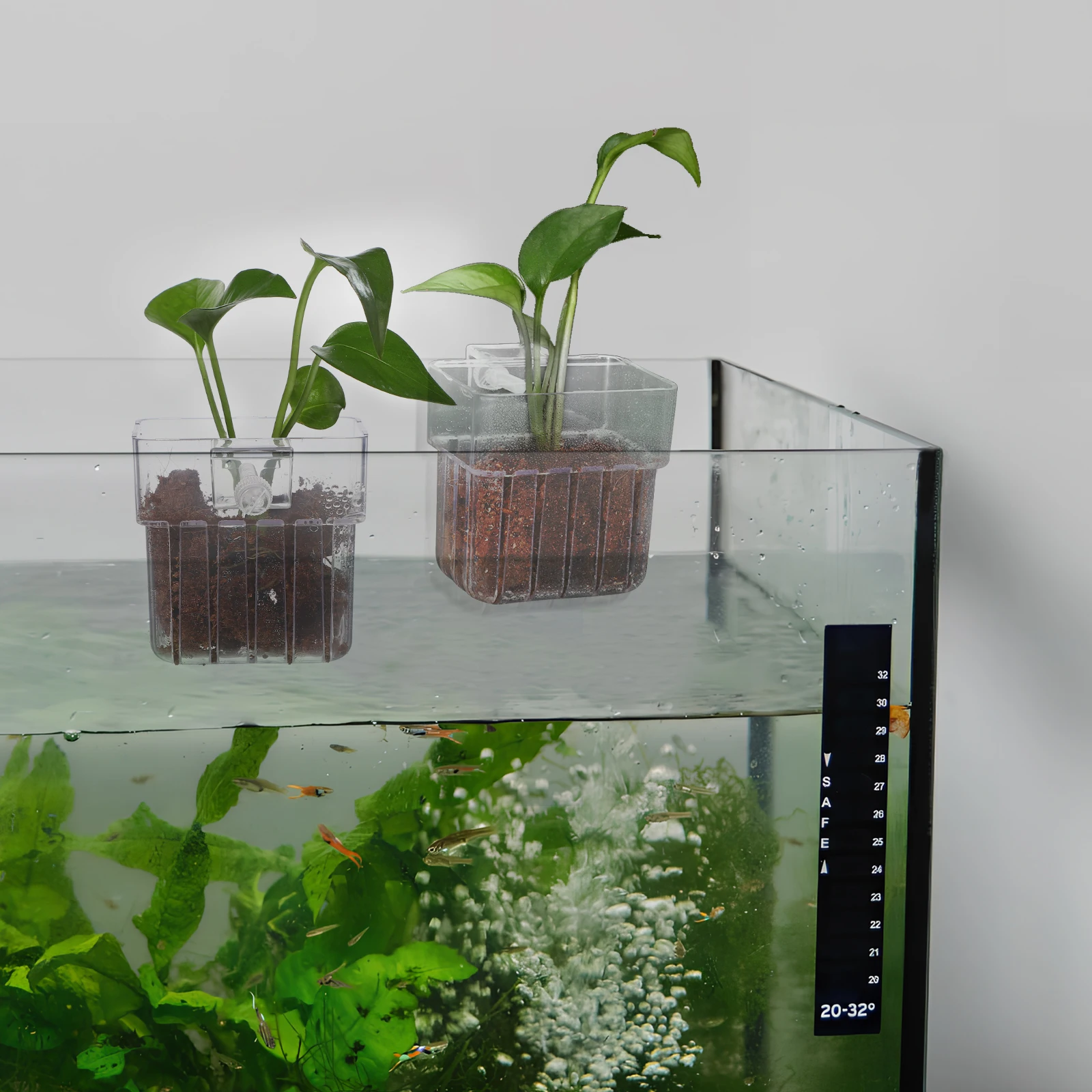 

4Pcs Aquatic Plant Cups Transparent Aquarium Planter Boxes Fish Tank Plant Holders Hanging Aquarium Supplies Aquatic Planter Cup