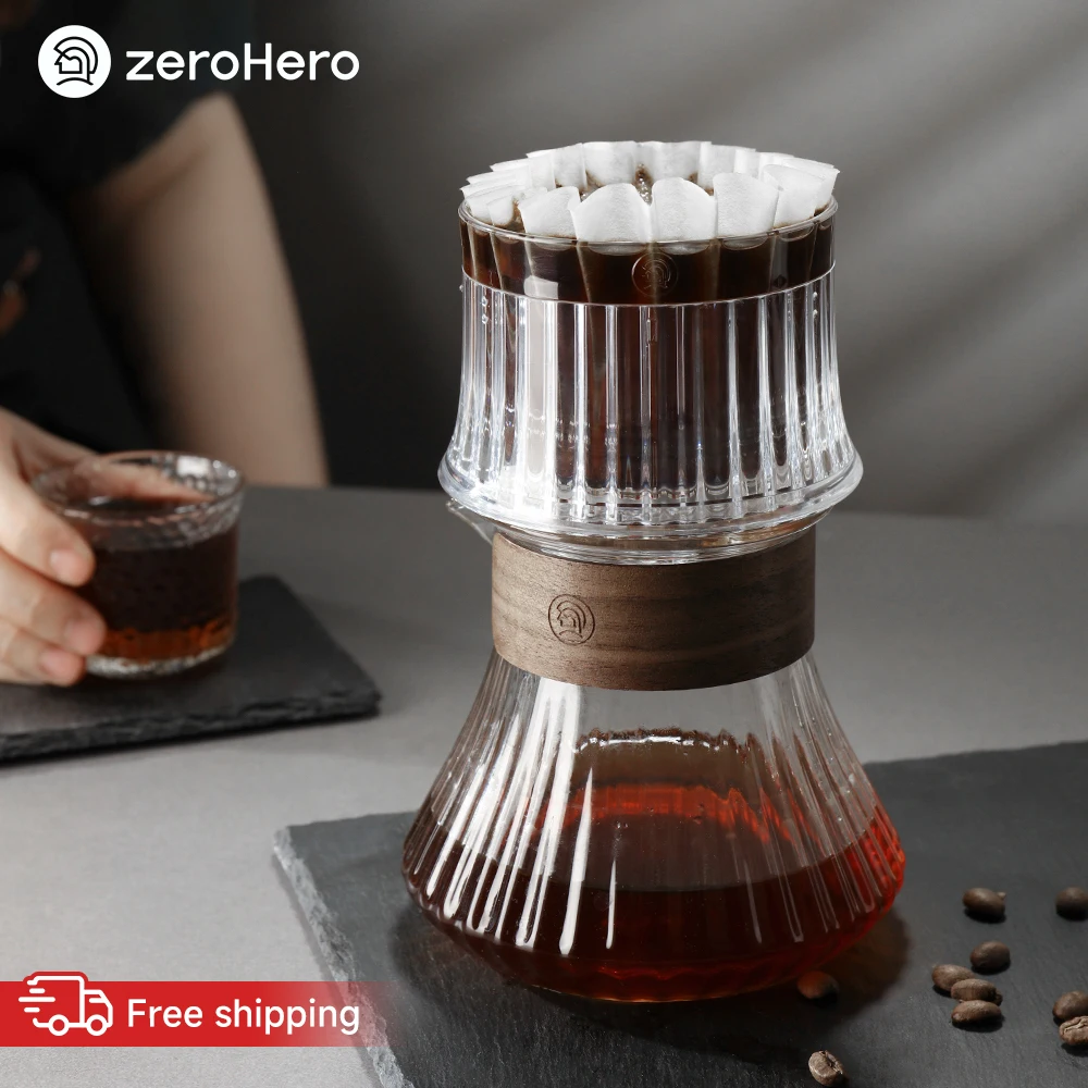 zeroHero PCTG Coffee Pour Over Dripper Variable Flow 3 Extraction Modes Flat Bottom Heat Proof Brewer for Home Cafe Travel Daily